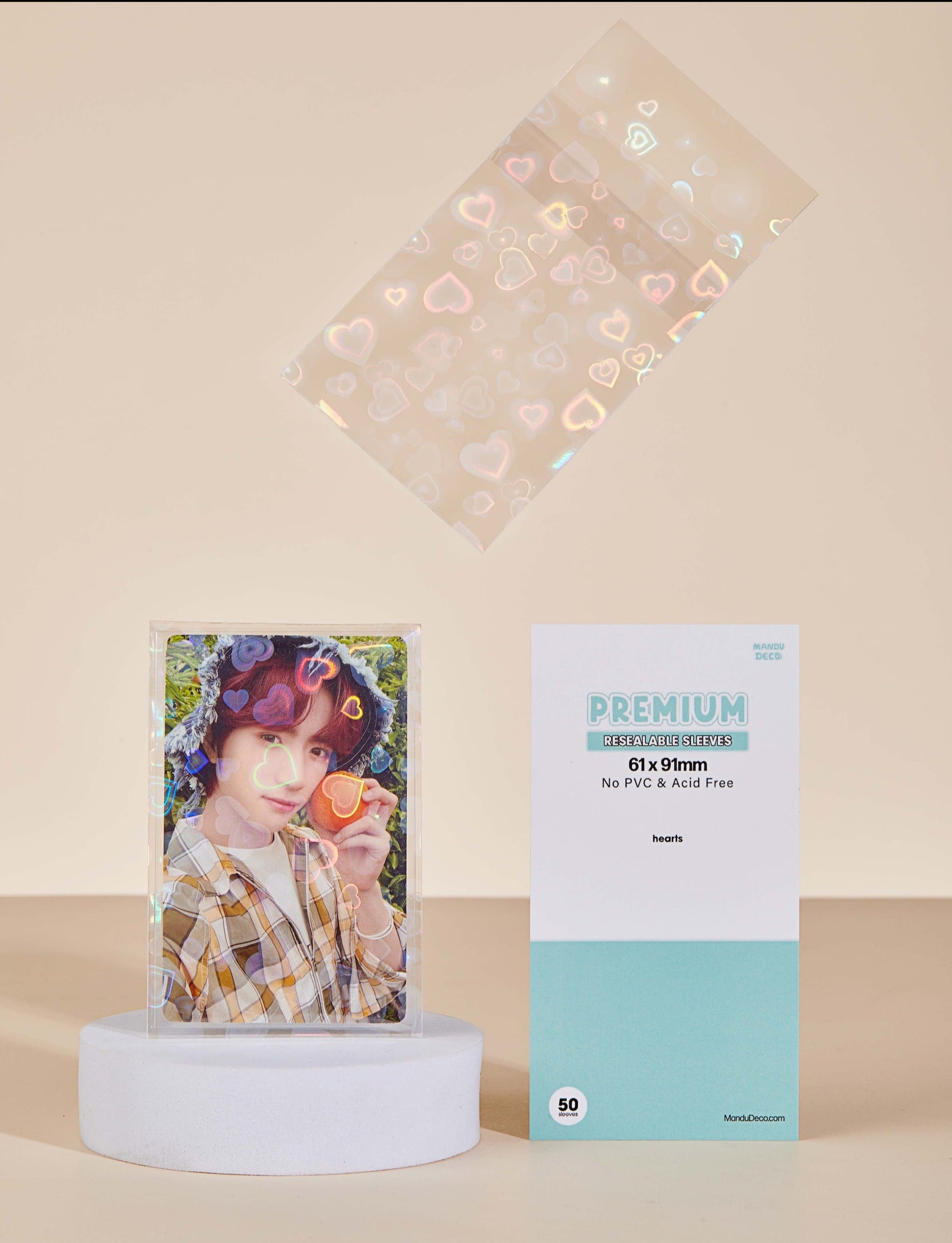 FUNDAS PREMIUM PARA TARJETAS FOTOGRÁFICAS RESELLABLES - VERSIÓN CORAZÓN (61x91MM)