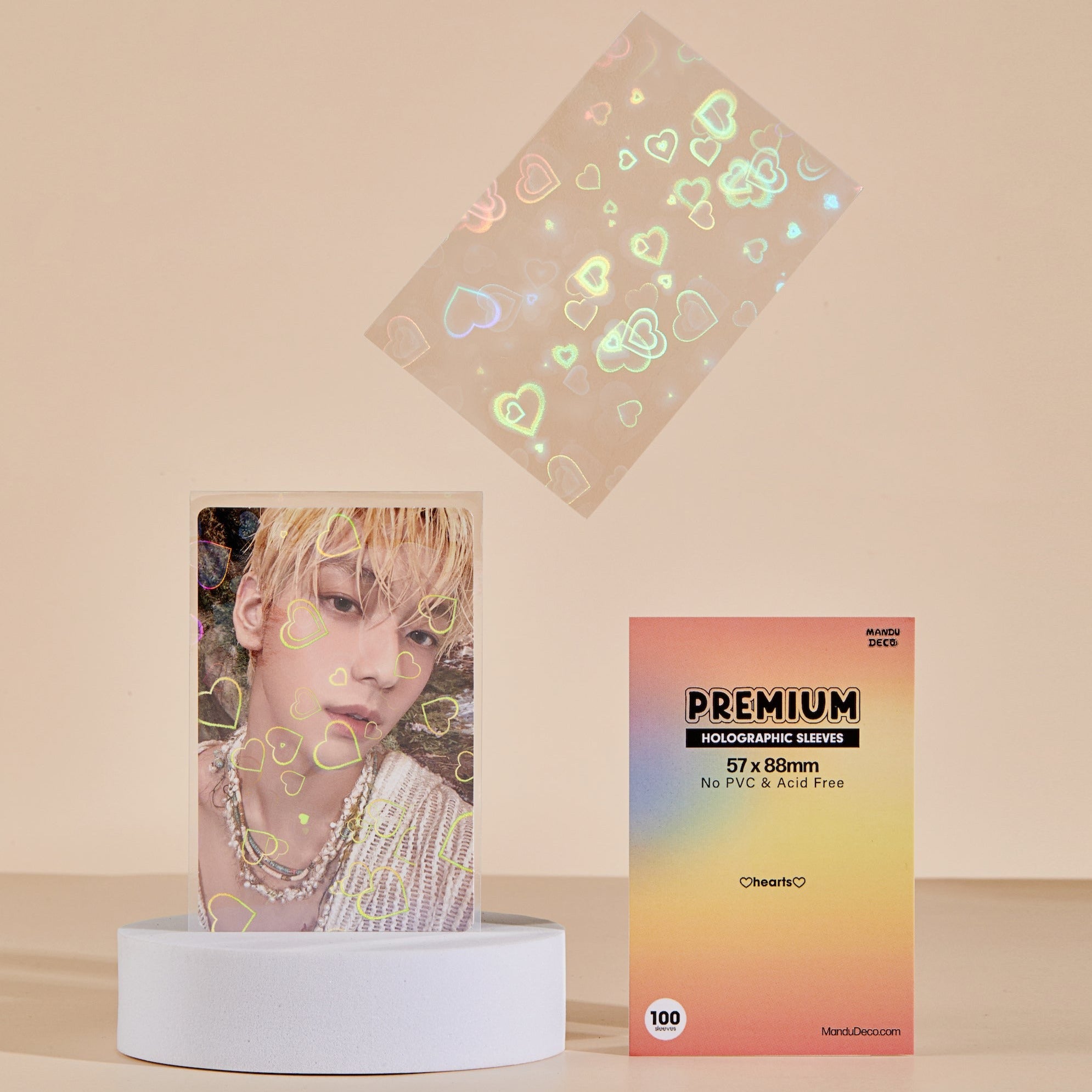 PREMIUM HOLOGRAPHIC PHOTOCARD Sleeves - HEART VERSION 100 Sleeves / 57x88mm (single inner sleeve) PREMIUM HOLOGRAPHIC PHOTOCARD Sleeves - HEART VERSION 100 Sleeves / 57x88mm (single inner sleeve)