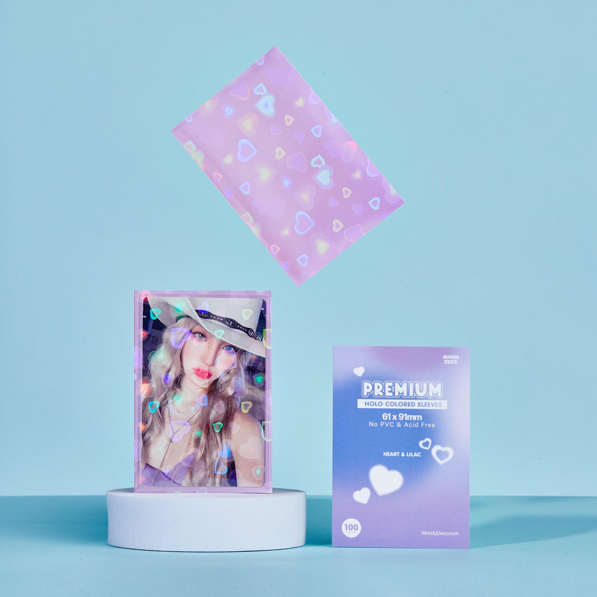FUNDAS PARA TARJETAS FOTOGRÁFICAS HOLO COLOREADAS - HOLO DE CORAZÓN