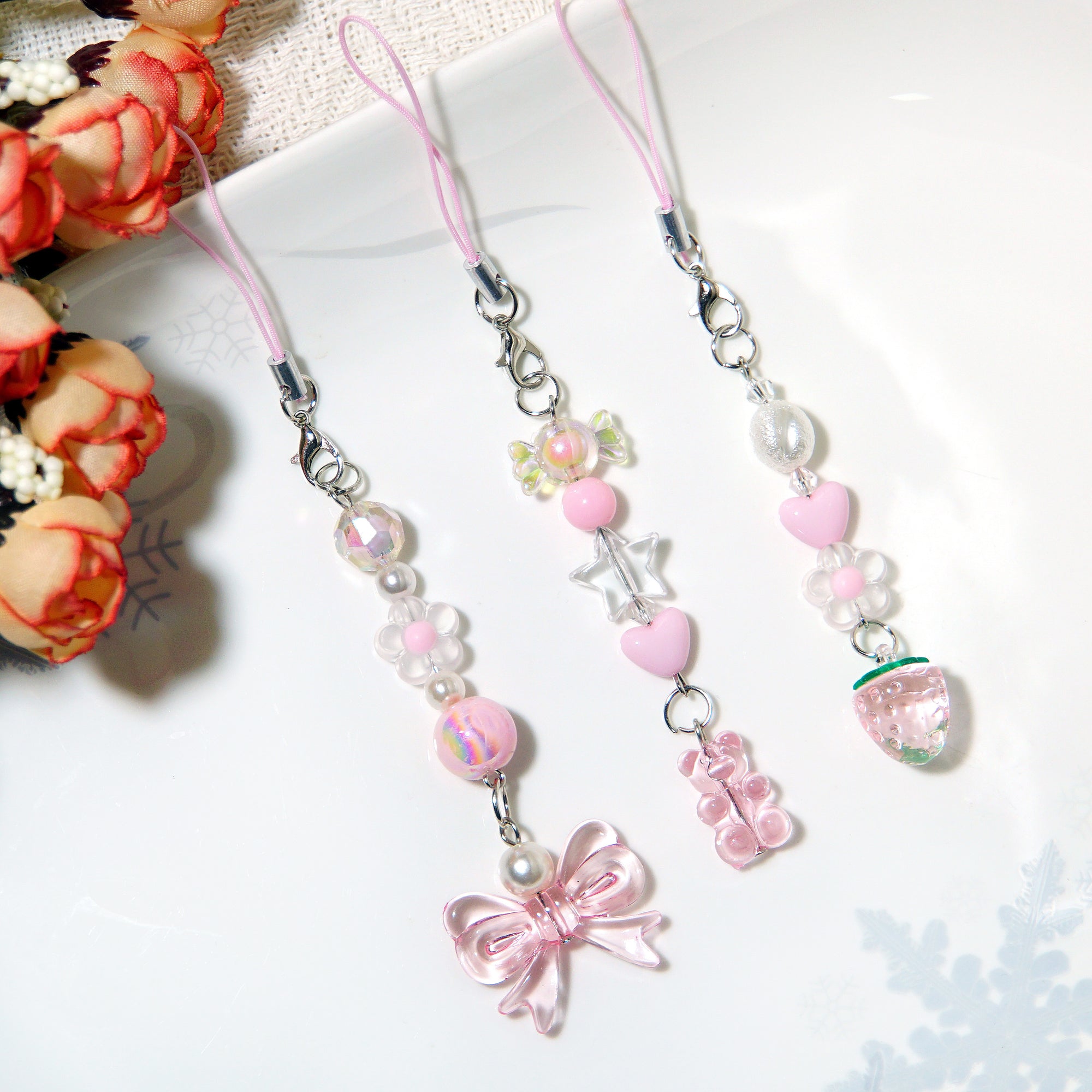 CHARMS PARA TELÉFONO CON TEMA ROSA