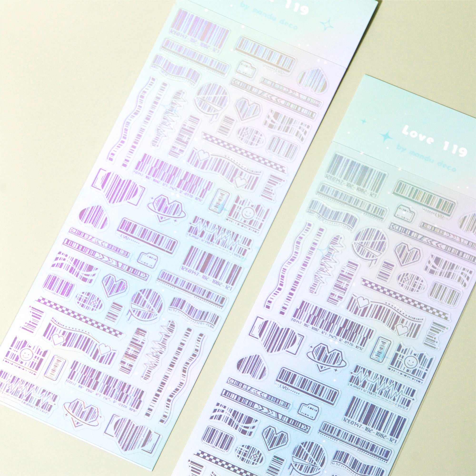 LOVE 119 BARCODE FOIL STICKERS