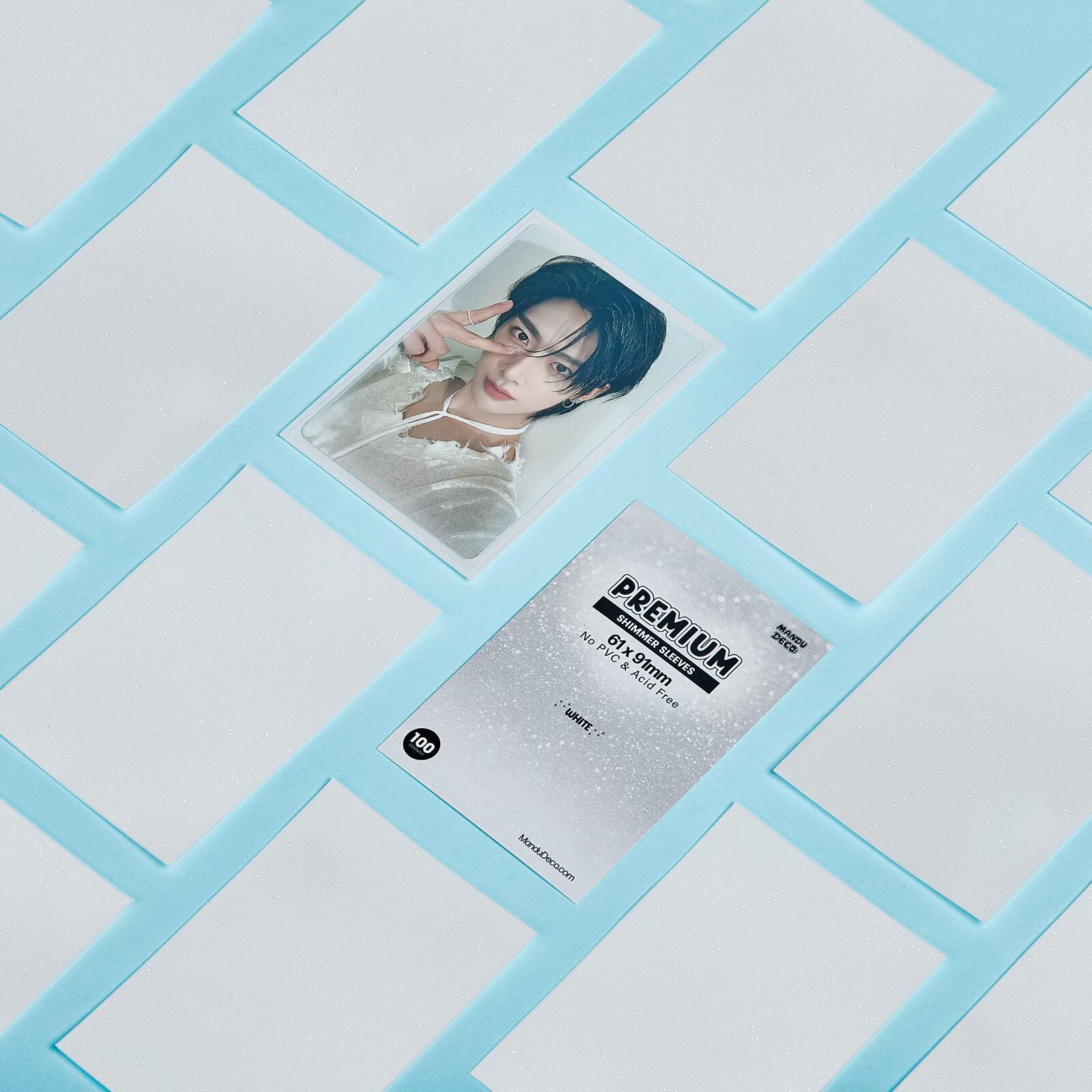 PREMIUM SHIMMER PHOTOCARD SLEEVES - WHITE SHIMMER