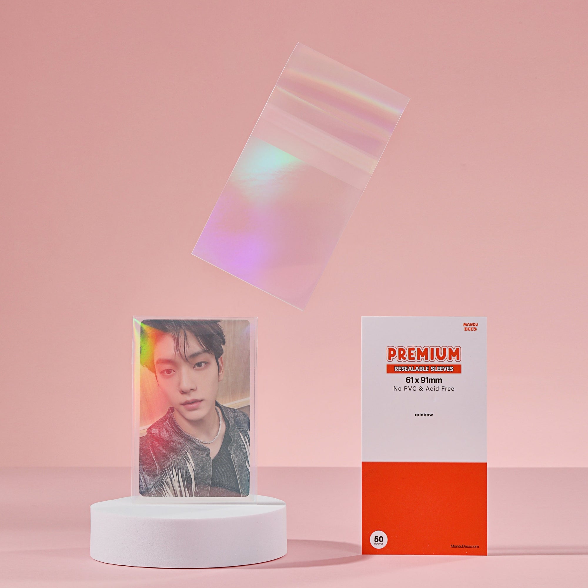 FUNDAS PREMIUM PARA TARJETAS FOTOGRÁFICAS RESELLABLES - VERSIÓN ARCO IRIS (61x91MM)