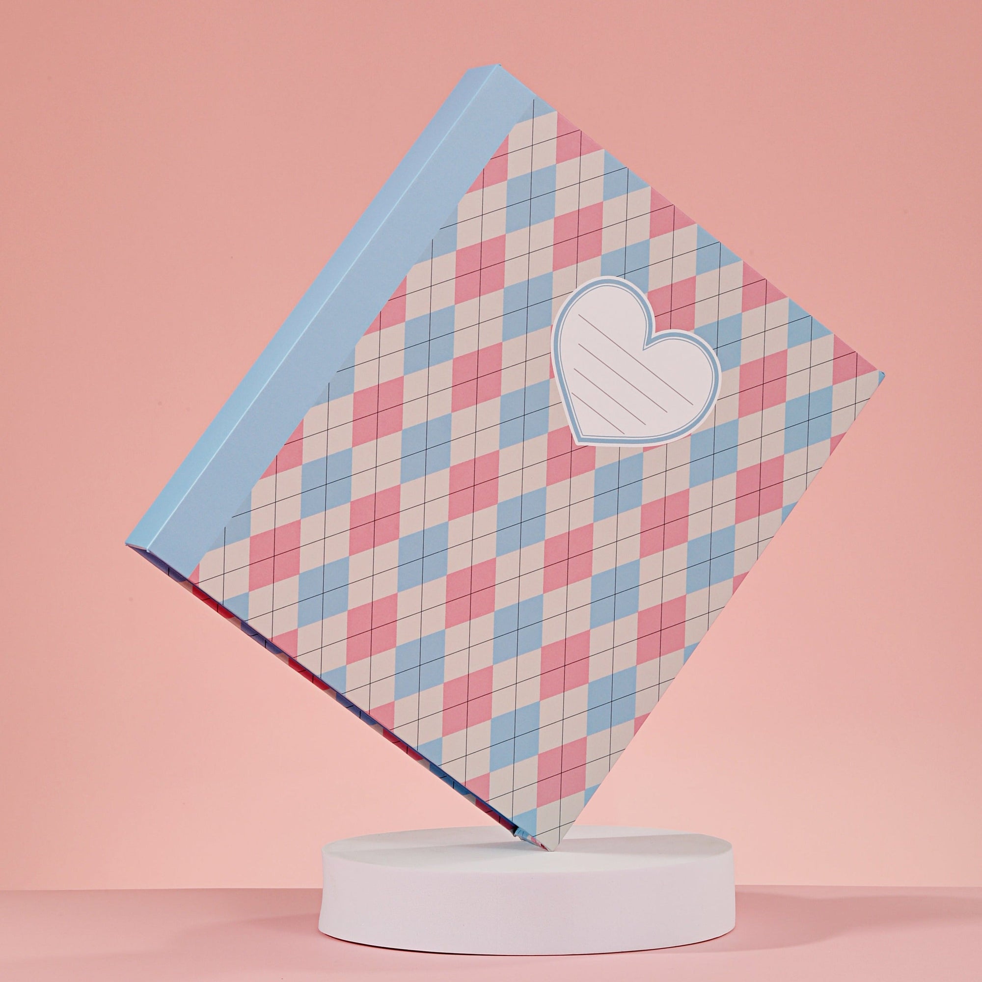 CLASSEUR DE COMPOSITION ARGYLE BLEU/ROSE - A5