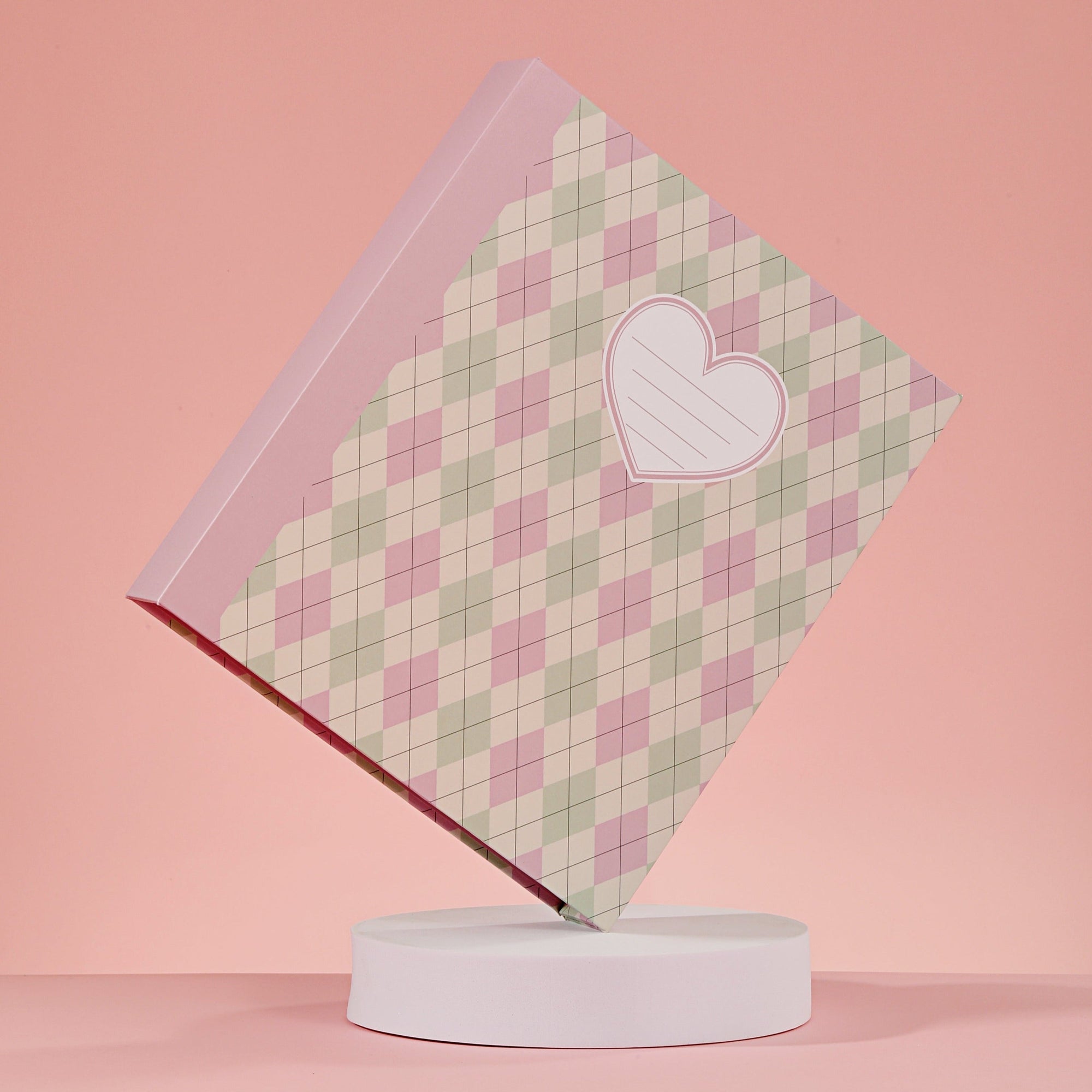 GREEN/PINK ARGYLE COMPOSITION BINDER - A5