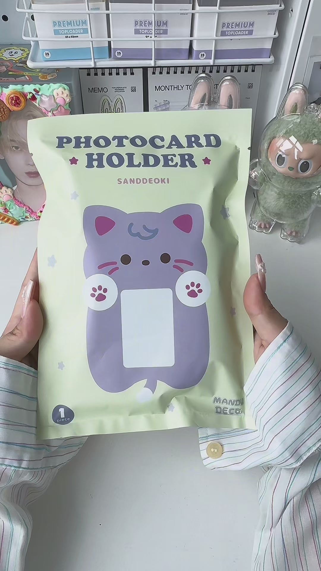 Porte-cartes Photo Peluche Chat/lapin - Holder Mignon Pour Idol, K-pop, Collectionneurs, à Accrocher