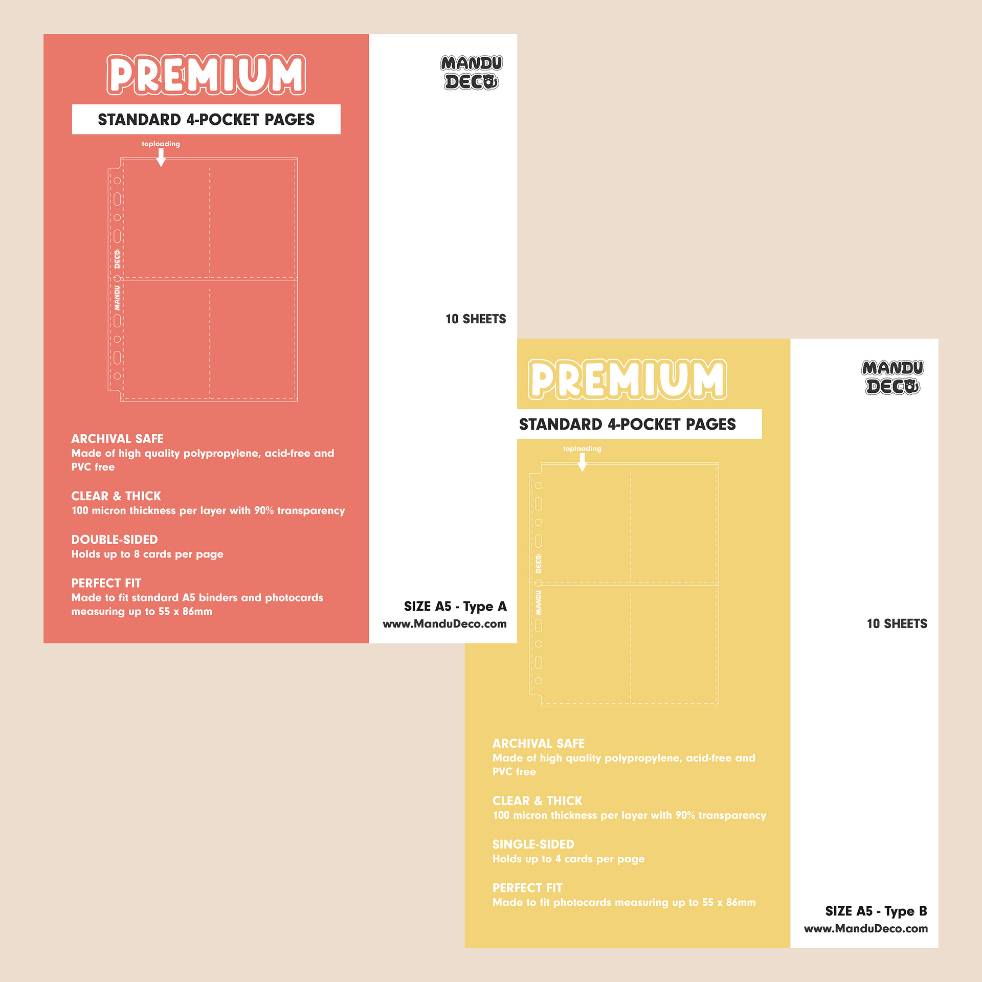 STANDARD A5 POCKET PAGES Mandu Deco