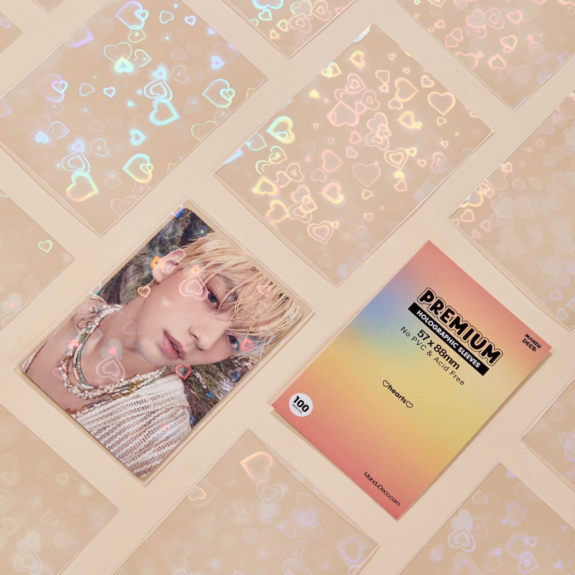 PREMIUM HOLOGRAPHIC PHOTOCARD SLEEVES - HEART VERSION